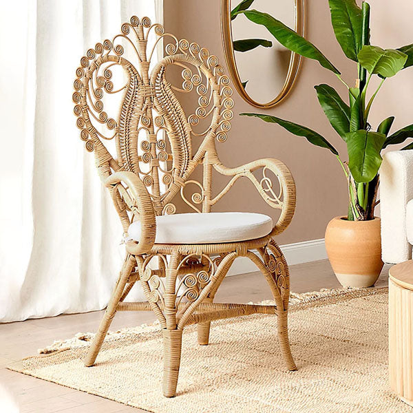 Classic French Bistro Cane & Wicker Furniture - Coffee Chair - Vintique