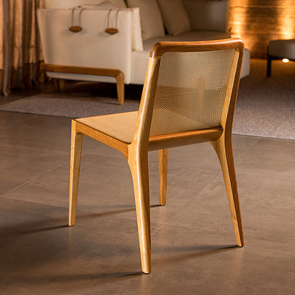 Wooden Cane & Rattan Dining Chair - Luxe Seat