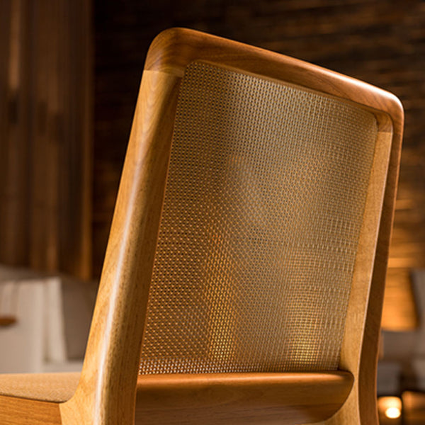 Wooden Cane & Rattan Dining Chair - Luxe Seat