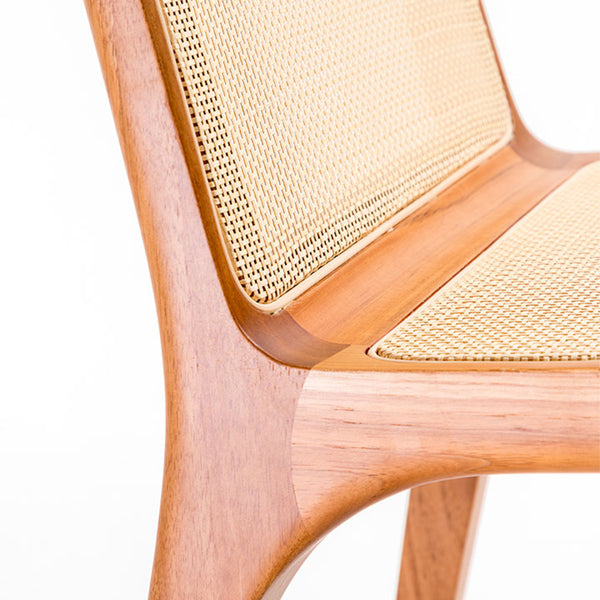 Wooden Cane & Rattan Dining Chair - Luxe Seat