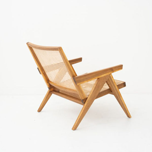 Wooden Cane & Rattan Lounge Chair - Charlie