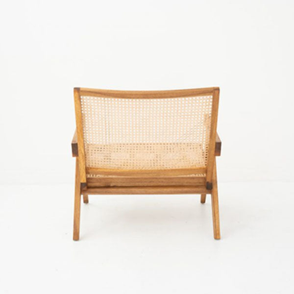 Wooden Cane & Rattan Lounge Chair - Charlie