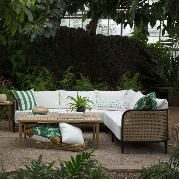 Wooden Cane & Rattan Lounge Chair - Valentina