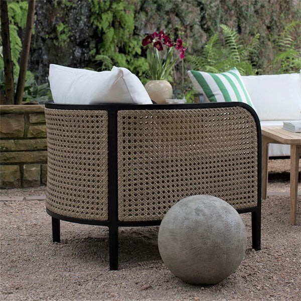 Wooden Cane & Rattan Lounge Chair - Valentina