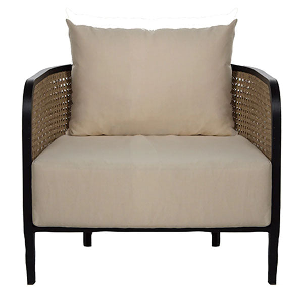 Wooden Cane & Rattan Lounge Chair - Valentina