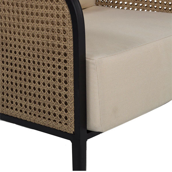 Wooden Cane & Rattan Lounge Chair - Valentina