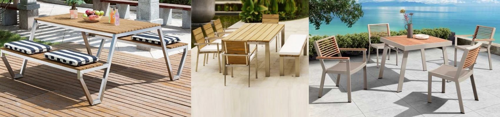 Wood Steel & Combination Outdoor Dining Set