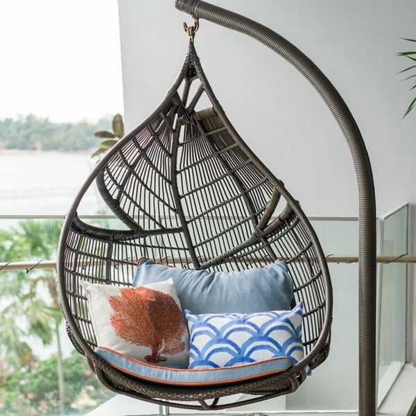 Hanging Swing, Balcony Swing, Garden Swing Chair- Marlon Single and Double Seater- With - Stand - Braided & Rope