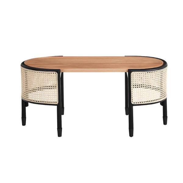 Wooden Cane Rattan Coffee Table - Calmora