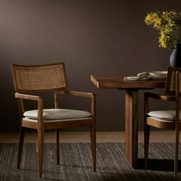 Wooden Cane & Rattan Dining Chair - The Hearth