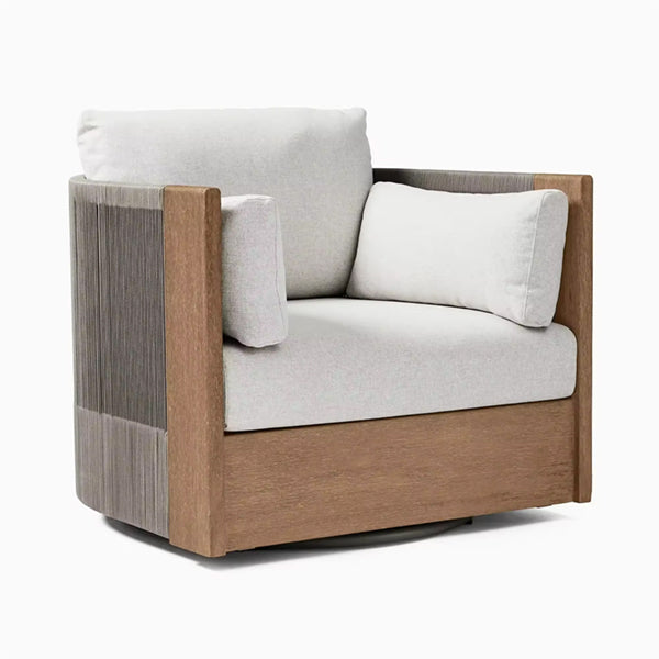 Wooden Cane & Rattan Lounge Chair - Bounce