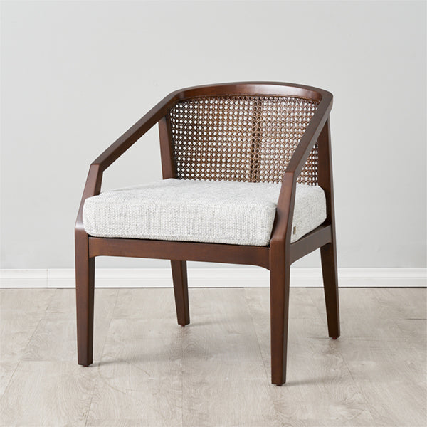 Wooden Cane & Rattan Lounge Chair - Edith