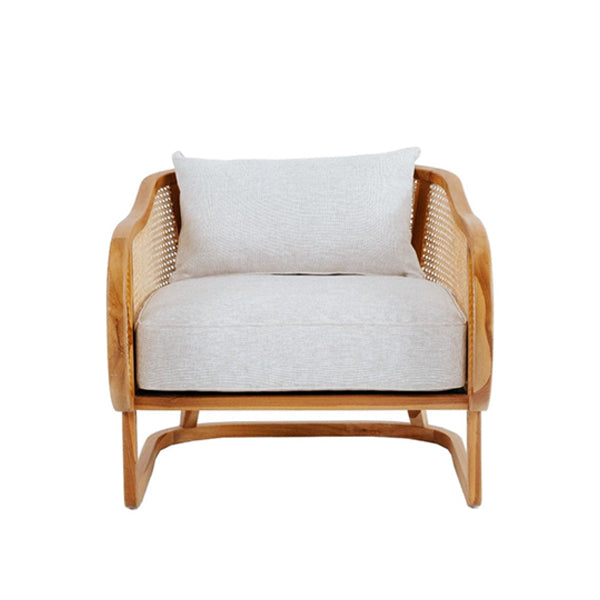 Wooden Cane & Rattan Lounge Chair - Everly