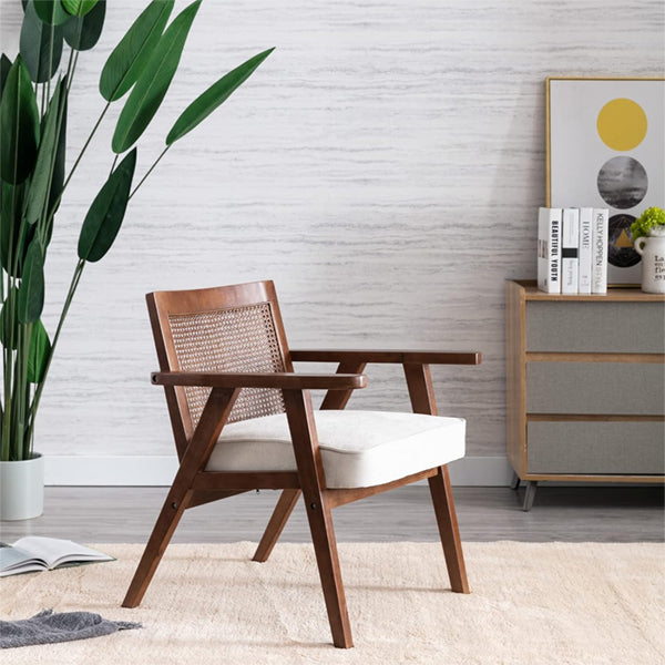 Wooden Cane & Rattan Lounge Chair - Lavish Seat