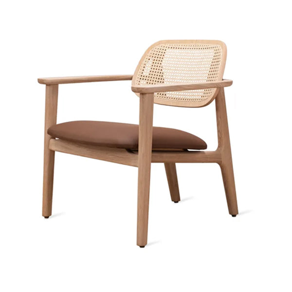 Wooden Cane & Rattan Lounge Chair - Moose