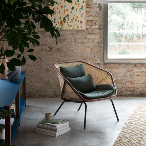Wooden Cane & Rattan Lounge Chair - Morgen