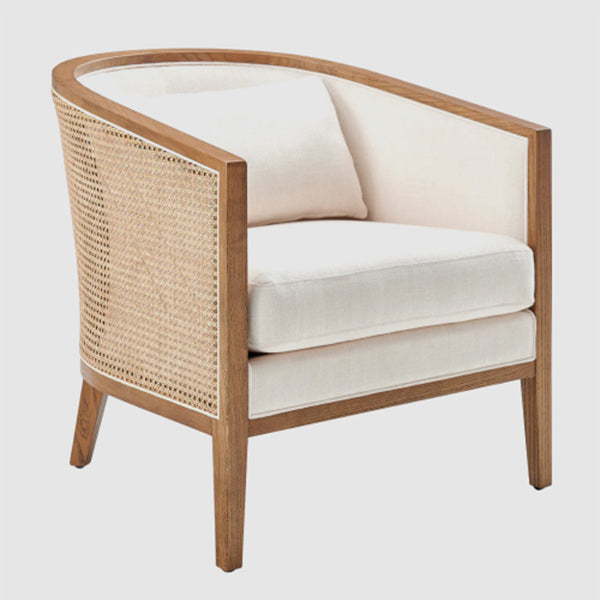 Wooden Cane & Rattan Lounge Chair - Pillow Paradise