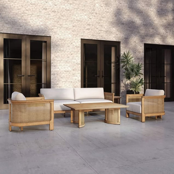 Wooden Cane & Rattan Lounge Chair - The Drift