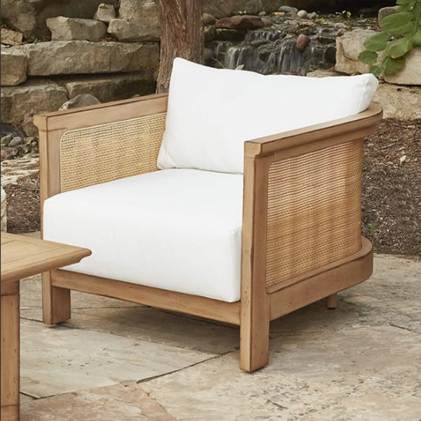 Wooden Cane & Rattan Lounge Chair - The Drift