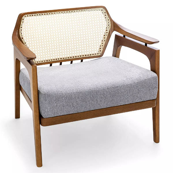 Wooden Cane & Rattan Lounge Chair - Venice