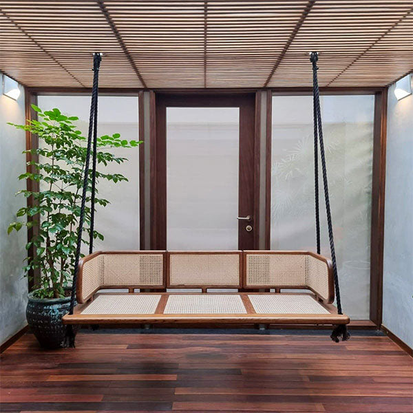 Wooden Cane & Rattan Swing - TimberShade