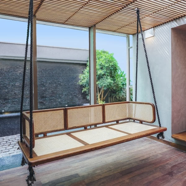 Wooden Cane & Rattan Swing - TimberShade