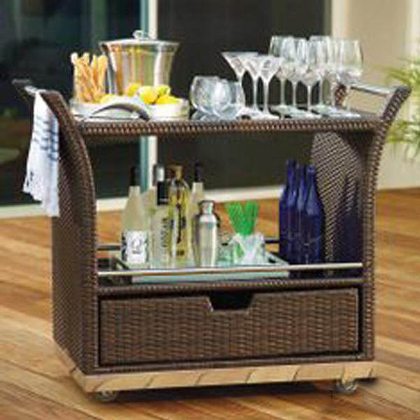 Outdoor Wicker Serving Trolley- Patio