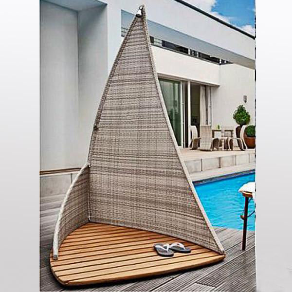 Outdoor Wicker Jacuzzi Shower Panel - closet